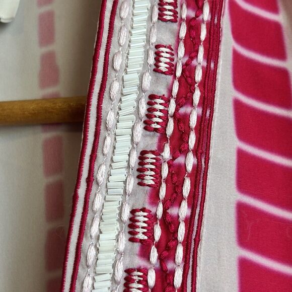 Hemant & Nandita Tunic Swim Coverup Pin White Long Sleeve Embroidered Bohemian - Picture 8 of 10